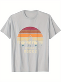 Men's T-Shirt Vintage Sunset With Mountains Pine Trees And Majestic Scenery Rocks