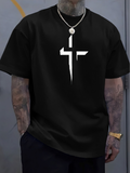 Men's T-Shirt Abstract White Cross With Edgy Bold Central Shape