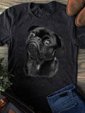 Men's T-Shirt Hyper Realistic Monochrome Artwork Featuring A Thoughtful Pug Dog Portrait