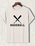 Men's T-Shirt Baseball Two Crossed Bats With Bold Text Logo Baseball
