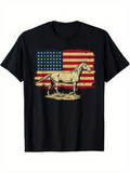 Men's T-Shirt Vintage American Flag With Standing Majestic Palomino Horse