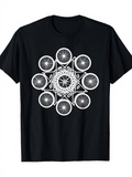 Men's T-Shirt Geometric Mandala Pattern With Intricate Spoked Bicycle Wheels