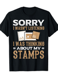 Men's T-Shirt Sorry I Wasnt Listening About My Stamps With Vintage Mail Letter Icons