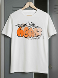 Men's T-Shirt Follow With Orange Graffiti Lettering Smiling Cartoon Heart