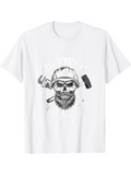 Men's T-Shirt Just Skilled Grunge Effect Worker Skull With Helmet Illustration