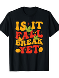 Men's T-Shirt Is It Fall Break Yet Bold Retro Leaves And Pumpkin Typography