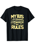 Men's T-Shirt My Bus My Rules With Retro Yellow School Bus Graphic