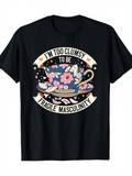 Men's T-Shirt Im Too Clumsy To Be Fragile Masculinity Victorian Floral Teacup Surrounded By Pink Flowers