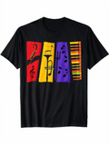 Men's T-Shirt Abstract Jazz Inspired Color Block With Musical Notes Trumpet Piano