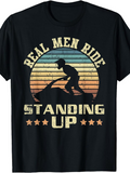 Men's T-Shirt Real Men Ride Bold Retro Sunset Featuring A Jet Ski Silhouette