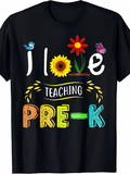 Men's T-Shirt I Love Teaching Colorful Flowers And Playful Insects On Black T Shirt