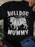 Men's T-Shirt Bulldog Mummy Wrapped In Bandages With Spiders And Little Stars Bulldog