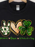 Men's T-Shirt Peace Love Green Shamrock Spring Holiday