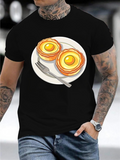 Men's T-Shirt Breakfast Plate With Golden Eggs Bacon And Silver Fork On Dish