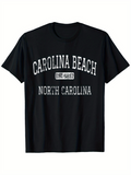 Men's T-Shirt Carolina Beach Est Eighteen Eighty Seven North Carolina Black Cotton T Shirt