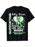Men's T-Shirt Supporting My Son With Green Ribbon And Kidney Disease Awareness Heart