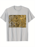 Men's T-Shirt Ancient Style Relief With Mythical Horses In Golden Pattern Design