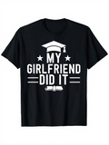 Men's T-Shirt My Girlfriend Did It Graduation Cap With Stars And Scroll Graceful Diploma