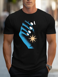 Men's T-Shirt Blue Hand With White Nails Reaching For Radiant Golden Star