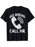 Men's T-Shirt Go Ahead Call Hr Distressed Handset Phone On Black T Shirt
