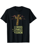 Men's T-Shirt One Cross Three Nails Four Clouds Forgiven Cross