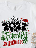 Men's T-Shirt Family Christmas With Festive Stars And Reindeer Under Holiday Banner