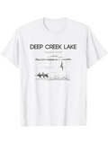 Men's T-Shirt Deep Creek Lake Calm Water Reflections With Distant Kayakers Canoe And Swimmer