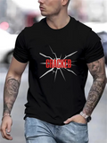Men's T-Shirt Cracked Red Neon Letters Over Shattered Glass Black T Shirt