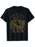 Men's T-Shirt Golden Fern Leaves With Crescent Moons Above Mystical Mushroom