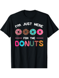 Men's T-Shirt Im Just Here For The Colorful Sprinkled Frosted Donuts Under Playful Letters Donut