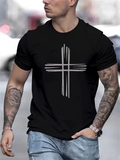 Men's T-Shirt Minimalist Modern Line Art Symmetrical Cross Design