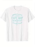 Men's T-Shirt Cape May New Jersey Retro Letter Graphic With Vintage Washed Effect Text