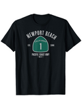 Men's T-Shirt Newport Beach Pacific Coast Highway Green Road Sign With Typography