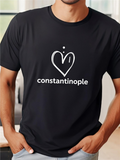 Men's T-Shirt Constantinople Minimalist Heart Graphic With Symbolic Line Art