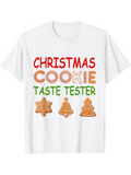 Men's T-Shirt Christmas Cookie Taste Tester With Gingerbread Shapes On White Shirt