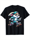 Men's T-Shirt Cool Skateboarding Bunny Wearing Sunglasses And Baseball Cap