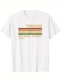 Men's T-Shirt Tongass National Forest Retro Colored Stripes Under Faded Letters T Shirt