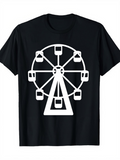 Men's T-Shirt Bold Minimal Design With Geometric Ferris Wheel Illustration