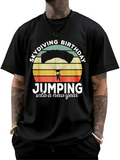 Men's T-Shirt Skydiving Birthday Retro Stripes With Parachute At Sunset Silhouette Skydiver