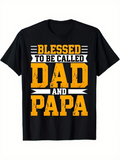 Men's T-Shirt Blessed To Be Called Dad And Papa Vintage Bold Typography T Shirt