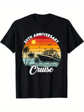 Men's T-Shirt 20th Anniversary Cruise Sunset With Palm Trees And Cruise Ship