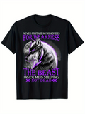 Men's T-Shirt Never Mistake My Kindness With Purple Glow Strong Wolf Beast