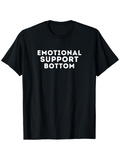 Men's T-Shirt Emotional Support Bottom Bold Letter Statement Black T Shirt
