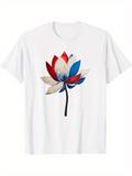 Men's T-Shirt Delicate Brush Strokes With Red And Blue Lotus Flower