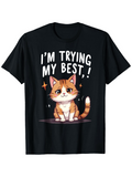 Men's T-Shirt Im Trying My Best Cute Orange Cat Sitting With Twinkling Stars Illustration Cat