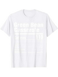 Men's T-Shirt Green Bean Casserole Nutritional Facts With Text Recipe Print T Shirt