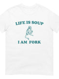 Men's T-Shirt Life Is Soup I Am Fork Contemplative Frog With Witty Playful Text Design