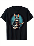 Men's T-Shirt Electric Vibes With Rabbit Wearing Sunglasses Playing Guitar