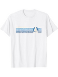 Men's T-Shirt Horizontal Blue Stripes With Minimal Sailboat Under Clear Sky Sailboat