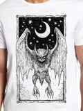 Men's T-Shirt Night Sky With Stars Crescent Moon And Winged Demon Creature